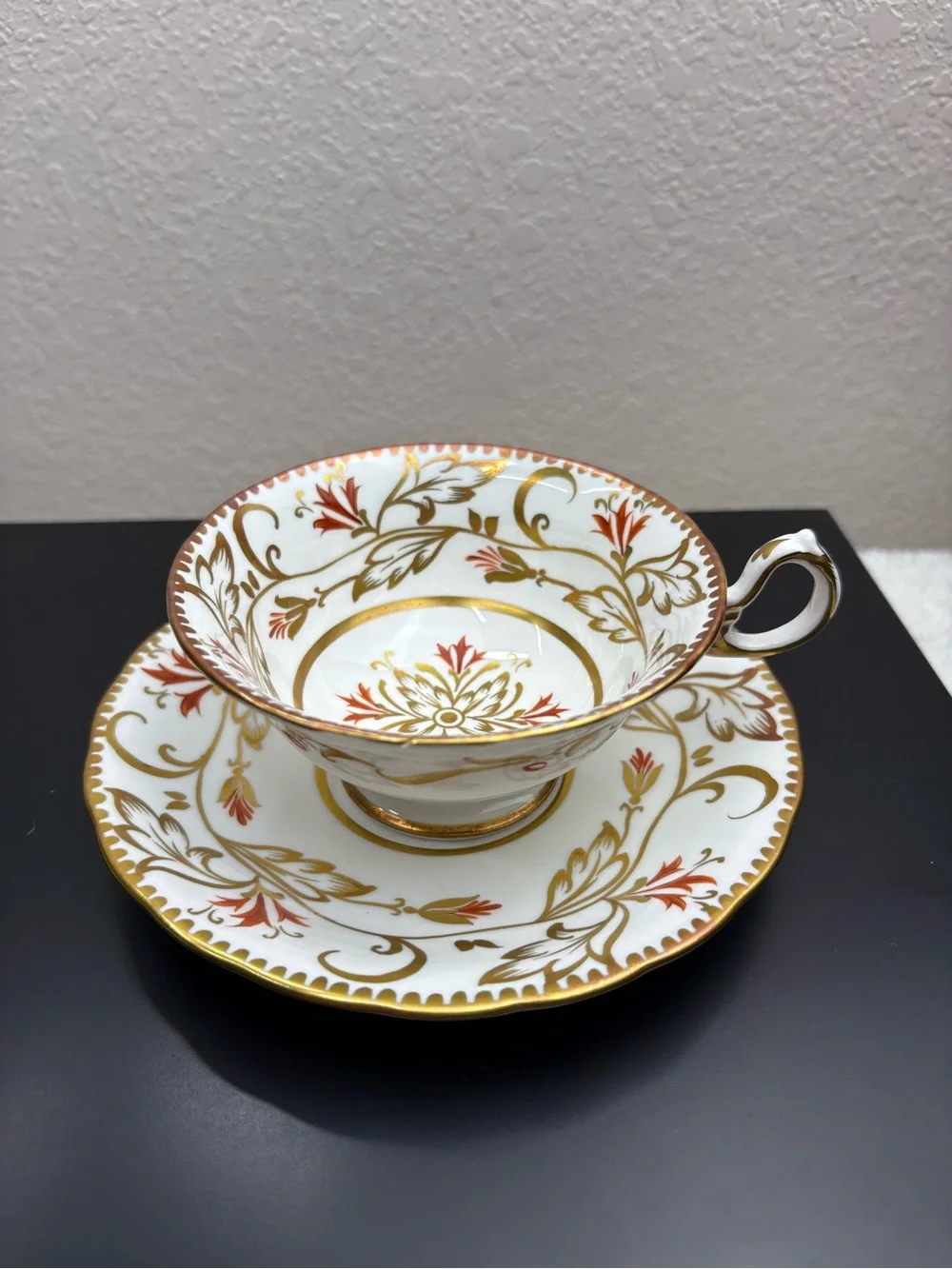 Vintage Royal Chelsea English Bone China Tea Cup and Saucer Set from the 1950s.